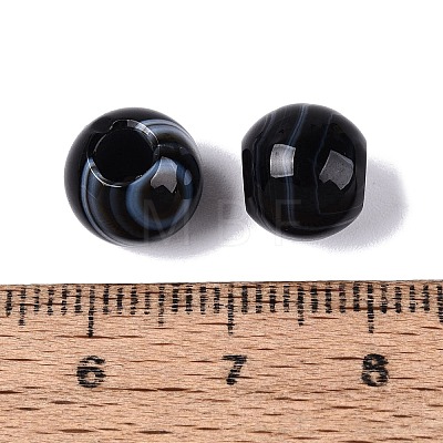 Natural Black Banded Agate(Dyed & Heated) European Beads G-Q607-03A-1