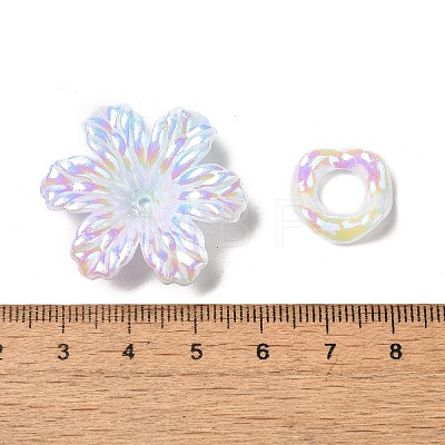 Rainbow Iridescent Plating Acrylic Beads OACR-U006-01F-1