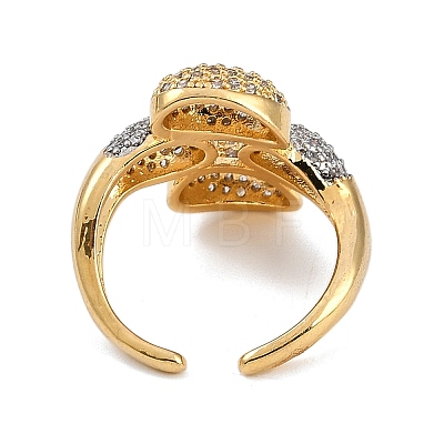 Brass Micro Pave Cubic Zirconia Cuff Rings RJEW-U030-01G-02-1