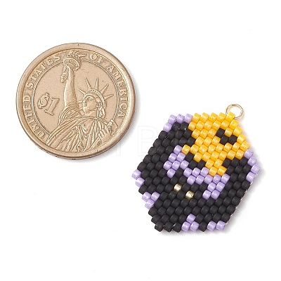 5Pcs Hallowen Theme Glass Seed Beaded Pendants PALLOY-MZ00873-1