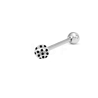 Flat Round Stainless Steel Enamel Straight Barbell 15 Gauge Piercing Tongue Rings for Women Men WG2FB88-03-1