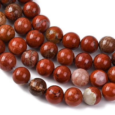 Natural Red Jasper Bead Strands G-R193-11-6mm-1