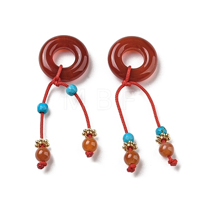 Natural Red Agate Donut Pendants G-R489-03-1