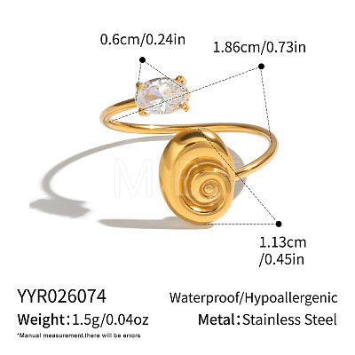 304 Stainless Steel Pave Cubic Zirconia Cuff Open Rings for Women VD5322-1-1