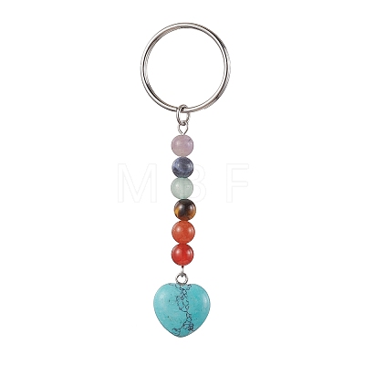 Natural & Synthetic Mixed Gemstone Keychains KEYC-JKC00760-1