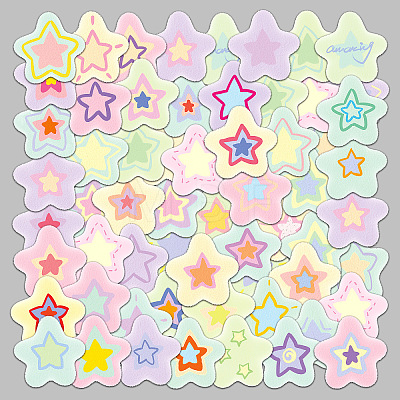 50Pcs Cute Star PVC Self-Adhesive Stickers PW-WG31145-01-1