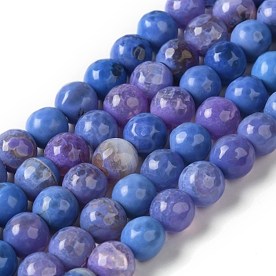 Dyed & Heated Natural Fire Crackle Agate Beads Strands G-P539-B01-03-1