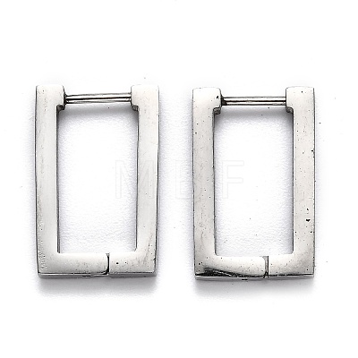 Tarnish Resistant 304 Stainless Steel Rectangle Huggie Hoop Earrings STAS-J033-10B-P-1