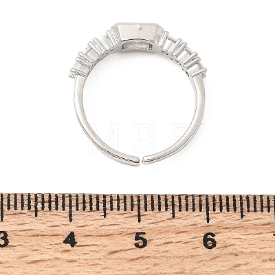 Brass with Cubic Zirconia Cuff Rings for Women RJEW-B160-07B-P-1