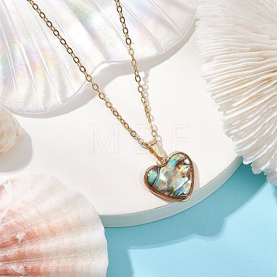 Natural Paua Shell Pendant Necklaces NJEW-JN05141-02-1