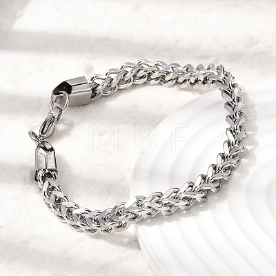 201 Stainless Steel Curb Chain Bracelets for Men STAS-T077-03P-1