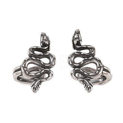 Snake 316 Stainless Steel Non- Piercing Cartilage Earrings AJEW-C044-08B-AS-1
