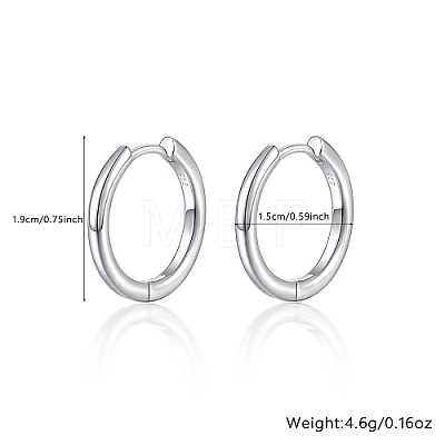 Rhodium Plated Platinum 925 Sterling Silver Hoop Earrings DU0168-4-1