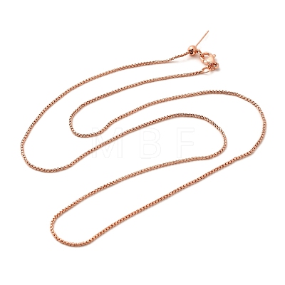 1.5mm Rack Plating Brass Box Chain Adjustable Slider Necklaces for Women Men MAK-L044-05RG-1