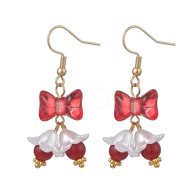 Bowknot Glass Dangle Earrings EJEW-JE06856-1