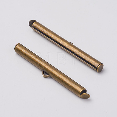 Brass Slide On End Clasp Tubes X-KK-P031-11AB-1