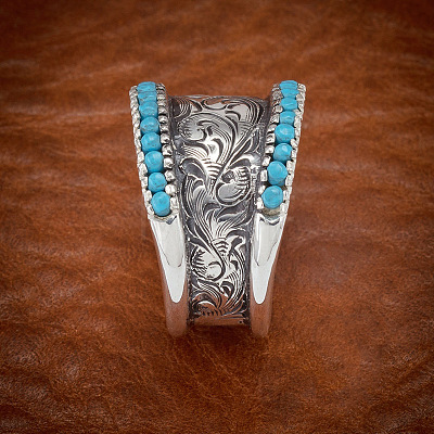 Retro Alloy & Turquoise Finger Rings FS-WG1E1DC-04-1