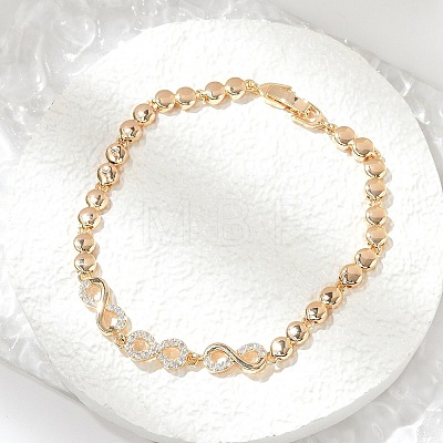 Brass Micro Pave Cubic Zirconia Chain Bracelets KK-R217-46G-1