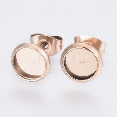 Ion Plating(IP) 304 Stainless Steel Stud Earrings Findings STAS-E117-13RG-1