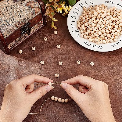   Natural Unfinished Wood Beads WOOD-PH0001-64-1