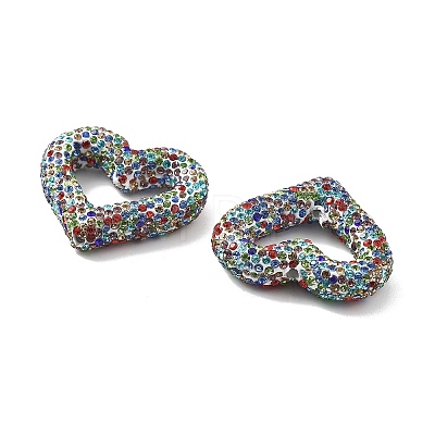 Heart Shape Polymer Clay Rhinestone Beads CLAY-NH0001-09A-01-1