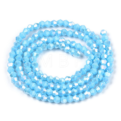 Opaque Solid Color Electroplate Glass Beads Strands EGLA-A039-P2mm-B12-1