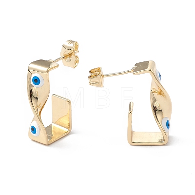 Brass Enamel Evil Eye Stud Earrings EJEW-A093-04G-07-1