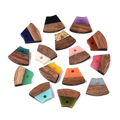 Opaque & Transparent Resin & Walnut Wood Pendants RESI-N053-34-1
