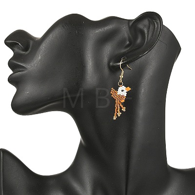 304 Stainless Steel MIYUKI Glass Seed Beads Bird Dangle Earrings EJEW-MZ00555-03-1