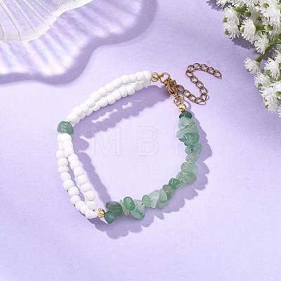 Natural Gemstone Chip Beads & Glass Seed Beads Beaded Bracelets for Women BJEW-JB14137-1