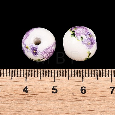 Floral Printed Porcelain Beads PORC-Q199-12mm-01-1