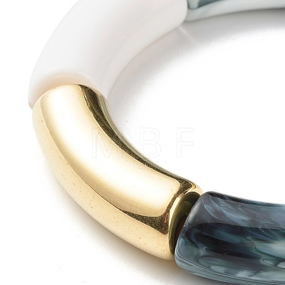 Curved Tube Beads Stretch Bracelet for Girl Women BJEW-JB06941-01-1