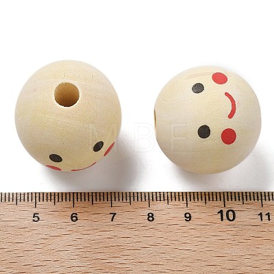 Printed Schima Wood European Beads WOOD-G023-14C-1