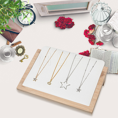 Wooden Slant Back Necklace Organizer Jewelry Display Stands AJEW-WH20033-046A-1