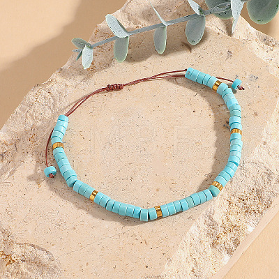 Dyed Natural Howlite Heishi Beaded Braided Bracelets LS-SA4116-11-1