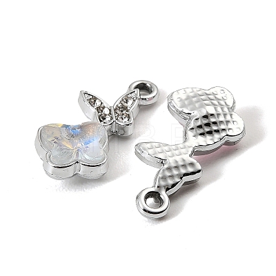 UV Plating Alloy Glass Pendants FIND-K032-39P-1