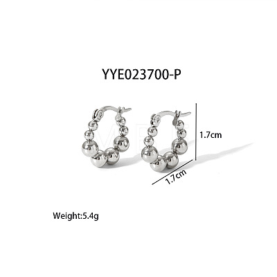 304 Stainless Steel Round Beaded Hoop Earrings for Women SN2323-4-1