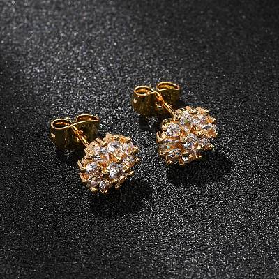 Brass Micro Pave Cubic Zirconia Stud Earrings for Women EJEW-F418-03G-1