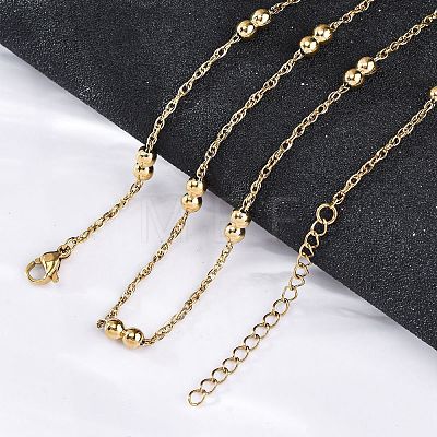 304 Stainless Steel Double Round Rope Chain Necklaces NJEW-C073-06G-1