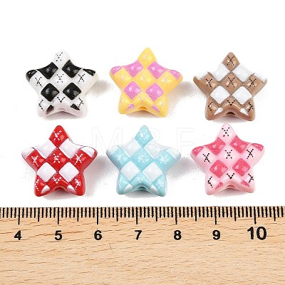 Printed Opaque Acrylic Beads OACR-B051-03-1