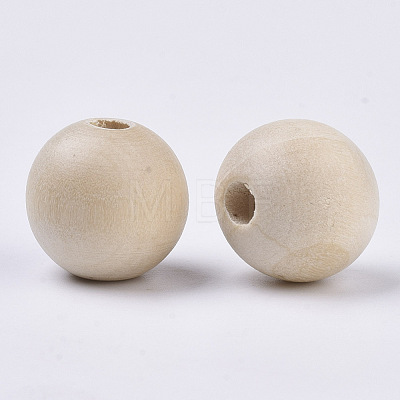 Natural Unfinished Wood Beads WOOD-Q038-16mm-A01-1