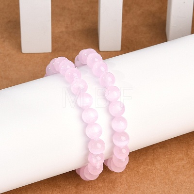 Dyed Natural Selenite Round Beaded Stretch Bracelets for Women G-U005-02I-1