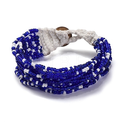 Bohemia Style Glass Beaded Multi-strand Bracelets for Women BJEW-G720-01D-1