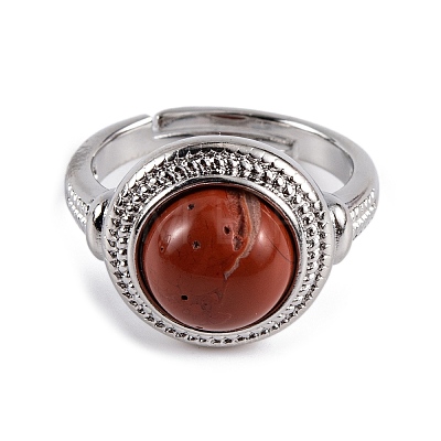 Natural Mixed Stone Round Adjustable Rings RJEW-K271-04P-1