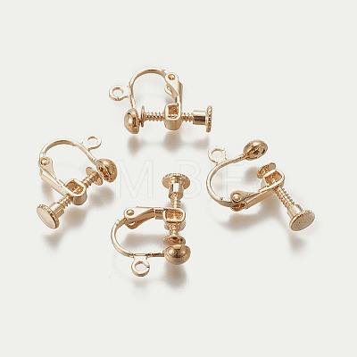 Rack Plated Brass Screw Clip-on Earring Findings LS-X-KK-P169-04KCG-1