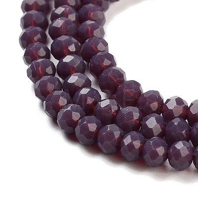 1 Strand Opaque Solid Medium Purple Color Faceted Crystal Glass Rondelle Beads Strands X-EGLA-F049A-08-1