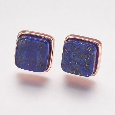 Natural Lapis Lazuli Stud Earrings EJEW-F139-A09-1