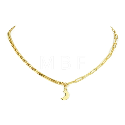 Brass Pendant Necklaces with Curb & Paperclip Chains NJEW-JN04608-02-1