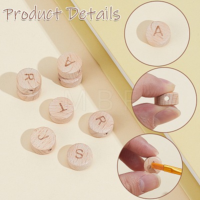 52Pcs 26 Styles Beech Wood Beads WOOD-PA0001-60-1