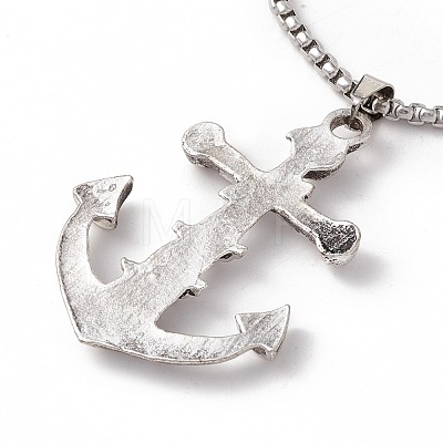 Zinc Alloy Anchor Pendant Necklace with 304 Stainless Steel Chains NJEW-C007-12AS-1